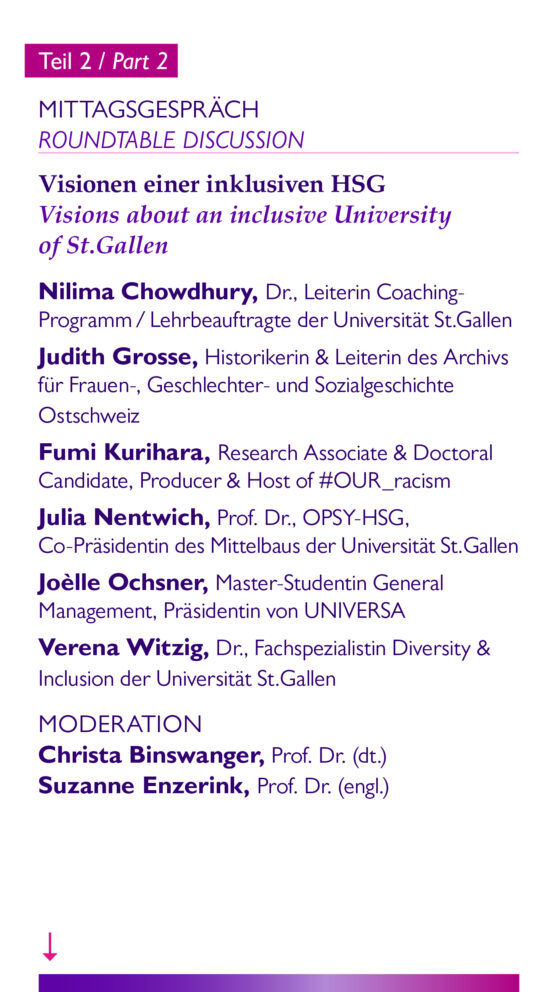 Uni St.Gallen, Gender Diversity, Mittagsgespraeche Flyer 2023 (Seite 4)